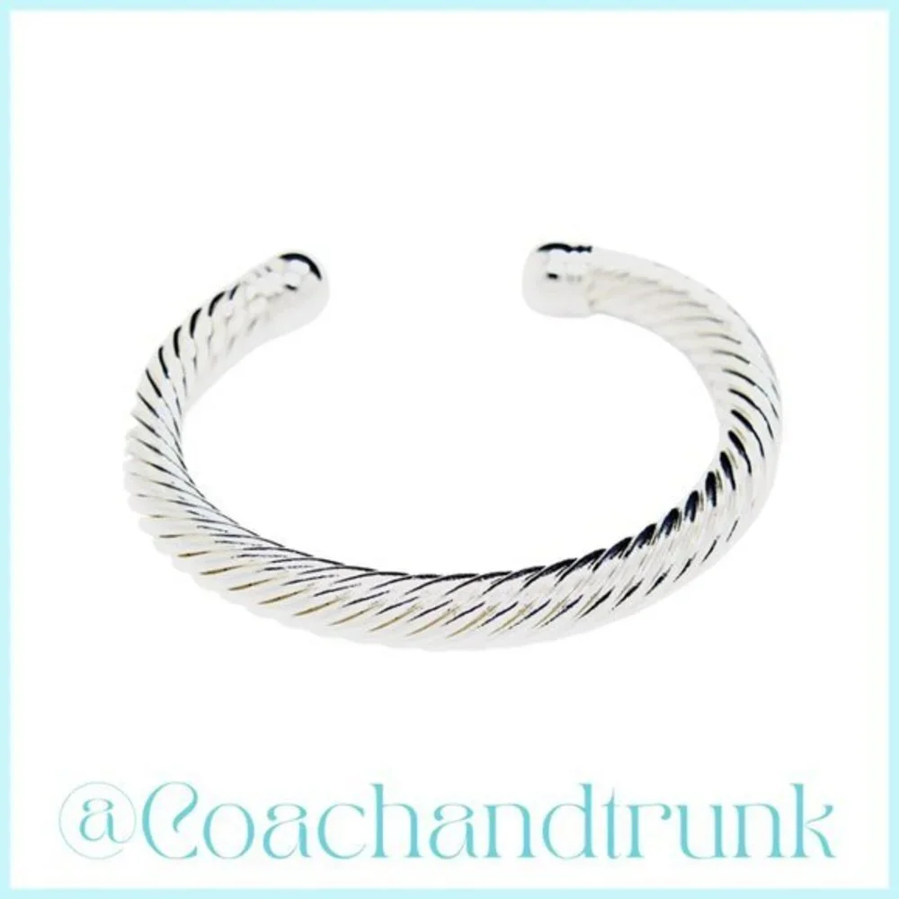 Twisted Silver Torque Bangle Cuff Bracelet Unisex NWT